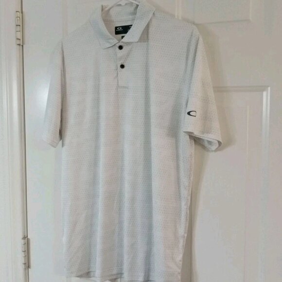 Oakley Performance Hydrolix Golf Shirt Men's XL White Geometric Lightweight - Picture 3 of 5